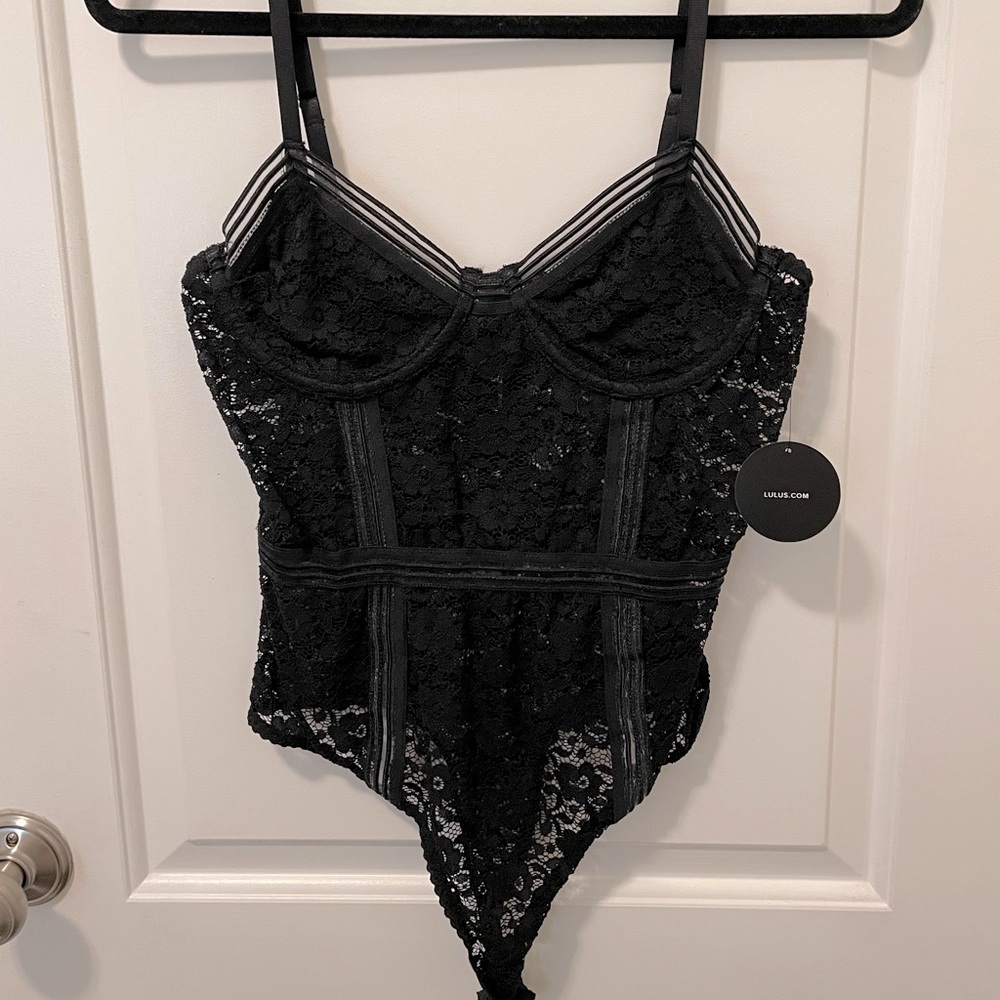 Lulu’s Black Lace Bodysuit